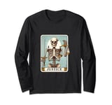 Tarot Card Justice Halloween Skeleton Gothic Magic Long Sleeve T-Shirt