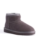 Aus Wooli Womens "Bondi" Australia Short Sheepskin Ankle Boot, Grey Leather - Size UK 7