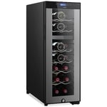 NutriChef Wine Refrigerator Cellar - Dual Zone Chiller with 18 Bottle Storage | 58.2 Liters Internal Capacity | Digital Touch Button Control | Free Standing Bottle Placement and Air Tight Seal