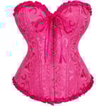 VYSHI Underbust Korsett - Korsetter för kvinnor - Midjeslankare Shaper Bonad Satin Snörning Vintage Bustier Top Rosa Röd 1 X-Large