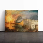 Big Box Art Canvas Print Wall Art Joseph William Turner The Burning of The Houses of Commons | Mounted Stretched Framed Picture | Home Decor for Kitchen, Living Room, Bedroom, Multi-Colour, 30x20 Inch