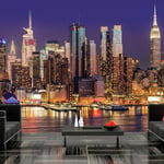 Fototapet - NYC: Night City - 245 x 175 cm - Selvklæbende