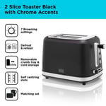 BLACK+DECKER Toaster 2 Slice , 7 Browning Settings ,BXTO20077GB in Matte Black