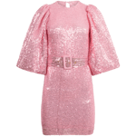 Sequins Puff Sleeve Mini Dress - Pink