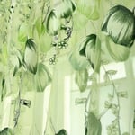 Tulip Flower Sheer Window Curtain Beads Tassel Door Scarf Drapes Gray