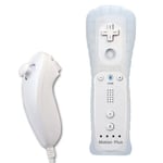 Manette Wiimote Motion Plus intégré avec étui de protection et Nunchuk pour Wii U et Wii - Blanc - M10