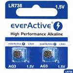 2 x everActive AG3 LR41 Alkaline batteries LR736 192 392 1.5V GREAT VALUE