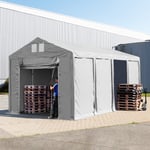 TOOLPORT Lagertält 4x8 m - 3,0 m sidohöjd med hissport, PVC 850 grå, utan hållfasthet (Säkerhetspaket) - (79796)