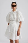 Allie Pouf Sleeve Embroidered Mini Dress - White