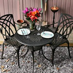 Lazy Susan - Anna Round Garden Table in Antique Bronze | Cast Aluminium | Weatherproof | Low Maintenance | 3 Year Guarantee | 2 x April Chairs
