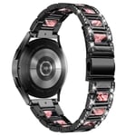 Samsung Galaxy Watch 4 44mm Armband i metall med fina stenar, Black Blossom