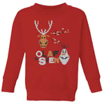 Disney Frozen Olaf and Sven Kids' Christmas Sweatshirt - Red - 11-12 Years