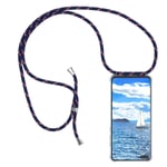 For Huawei P40 Phone Case To Sling On Cord Case Chain Case Blue Camouflage