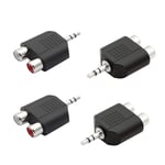 YACSEJAO 3.5 mm to 2 RCA Adapter，1/8 Stereo Male to 2 Female RCA Adapter，4-Pack TRS to Two RCA Female Audio Splitter Adapter