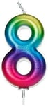 New Age 8 Metallic Numeral Moulded Pick Candle Rainbow High Quality
