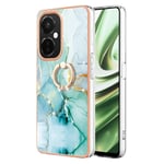 EIDERWOOD OnePlus Nord CE 3 Lite Flexibelt Plast Skal med Ring Kickstand  & Marmordesign - Blå / Rose Gold