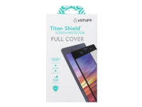 eSTUFF Titan Shield - Skärmskydd för mobiltelefon - böjd kant - glas - ramfärg svart - för Samsung Galaxy S22 Ultra