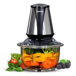 Geepas 400W Mini Food Processor | 1.2L Glass Jar Bowl & 4 Stainless Steel Blades, 2 Speed, Mini Food Chopper Shredder Perfect for Salads, Salsa, Guacamole, Pesto, Curry Pastes & More – 2 Year Warranty
