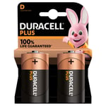 Pack of 2 Duracell Plus 100 D Batteries Black;Brown