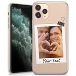 TULLUN Personalised Phone Case for iPhone X/XS - Clear Soft Gel Custom Cover Pinned Polaroid Photo Your Own Image Design - Black Paper Clip