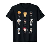 Bleach T-Shirt Chibi Caractères Grille de Caractères - Homme - Noir - T-Shirt - S - Coupe Classique - Manche Courte - Coton - Importé - Anime - Soul Reaper - Ichigo Kurosaki