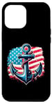 Coque pour iPhone 15 Pro Max Drapeau américain Ancre Memorial Day Honor vétérans Patriotique