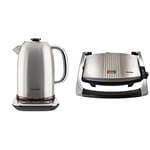 Breville Temperature Select Electric Kettle | 1.7 L | 3kW Fast Boil | Smart Digital Controls | Brushed Nickel (Silver/Grey), [VKT159] & Sandwich/Panini Press and Toastie Maker, Stainless Steel