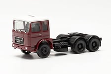 Herpa Roman Diesel 3-axe Tracteur, fidèle à l'échelle Originale 1:87, modèle de Camion pour Diorama,modélisme, Objet de Collection, décoration, fabriqué en Plastique, 310567-003, Wine Red/White