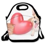 Dog Love Cat Personalized Insulated Neoprene Lunch Bag Handbag Lunch Box Food Box Gourmet Portable Lunch Bag Insulation Bag Insulation Bag