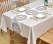 Yofori Table Cloth Plastic Tablecloth Wipeable PVC Wipe Clean WaterProof Table Cover (137x250cm, Flowers-1)