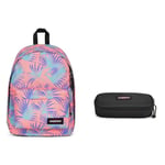 EASTPAK OUT OF OFFICE Backpack, 27 L - Brize Pink Grade (Pink) OVAL SINGLE Pencil Case, 5 x 22 x 9 cm - Black (Black)