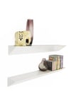 'Wedge' - Wall Mounted 3ft  90cm Floating Chunky Shelves - Pack Of 2 - White