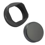 Haoge Square Metal Lens Hood for Fuji Fujifilm FinePix X100V X100F X100 X100S X100T X70 Camera Black LH-X54B+Cap-X54B Lens Shade with Cap and 49mm Adapter Ring kit