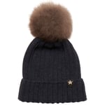 HUTTEliHUT WARMY hat knit wool fold up w/alpaca pompom – navy - 2-6år