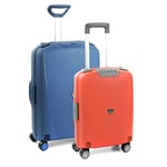 RONCATO Set of 2 trolleys, Medium and Hand Luggage, Rigid and Made in Italy, Blue and Orange, Rigid and Waterproof suitcases with TSA Approved Safety System
