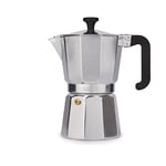 La Cafetière Venice Aluminium Espresso Maker, Six Cup, Silver, Gift Boxed