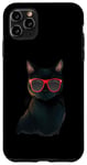 Coque pour iPhone 11 Pro Max Chat noir rétro mignon style vintage drôle