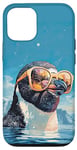 iPhone 15 Cool Penguin with Sunglasses in Ice Water Case