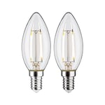 Paulmann 28855 Lampe LED Flamme Filament E14 230V 2x250lm 2x2,7W 2700K Clair Lampes ampoule