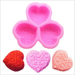 EPRHAY 3-Cavity Heart Shaped Rose Flower Silicone Mold,Silicone Cake Decorating Mould for Soap, Lotion Bar, Bath Bomb, Candle，Chocolate，Polymer Clay，Cake Topper Decoration