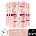 Dove Body Lotion Body Love Care + Radiant Glow for All Skin Types 400ml, 6 Pack