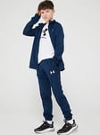 Boys, UNDER ARMOUR Childrens Knit Tracksuit - Navy/White, Navy/White, Size Xs=5-6 Years