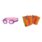 Zoggs Kids Little Ripper Swimming Goggles with Anti-fog And UV Protection (Up to 6 years) & Kid's Float Bands, Swimming Armbands for Kids, Orange, 3-6 Years Up to 25 kg