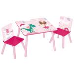 Kids Table And Chairs Set Wooden Children Activity Desk Fairy Kingdom Pink Girls