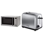 Russell Hobbs 20L Digital 800w Grill Microwave Stainless Steel & 24080 Adventure Two Slice Toaster, Stainless Steel, 2 Slice, Brushed and Polished