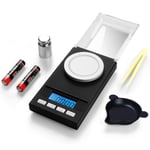Digital milligram fickvåg 0,001 g x 50 g, elektronisk våg för smyckesmynt omladdning och kök, mini gramvåg med kalibrering