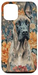 Coque pour iPhone 15 Dogue allemand aquarelle fleur dogue allemand