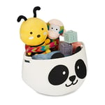 Relaxdays Corbeille de Rangement pour Enfant, Motif Panda, Caisse Tissu, HxD : 24,5 x 35 cm, Panier à Jouets, Blanc/Noir
