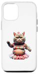 Coque pour iPhone 14 Pro Little Fat Ballet Kitty avec un gros ventre.