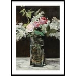 Gallerix Poster Vase Of White Lilacs And Roses By Edouard Manet 5118-30x40
